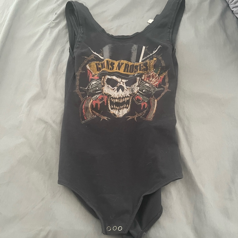 Divided Guns N Roses Dark Grey Graphic Bodysuit